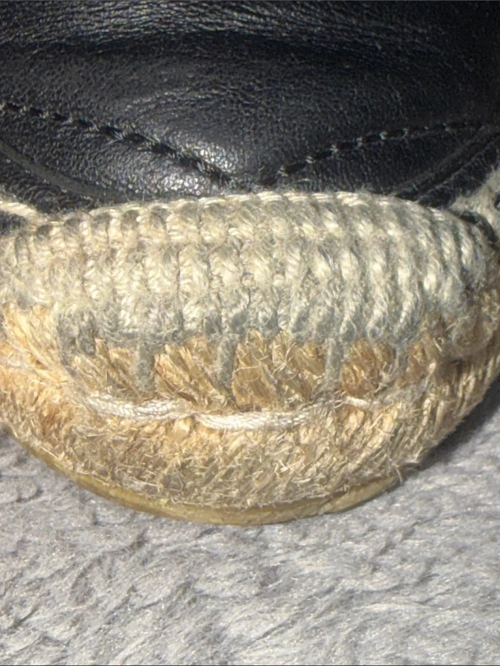 Preloved Gucci Black Quilted Leather Espadrille Mules with Gold GG size38